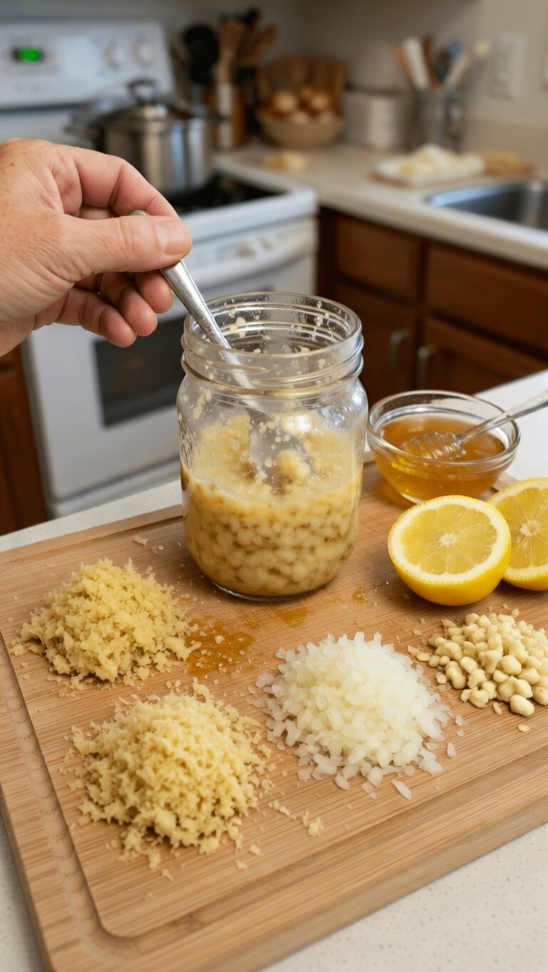 La simple habitude quotidienne qui fait le buzz : gingembre râpé, oignon, ail, jus de citron et miel expliqués