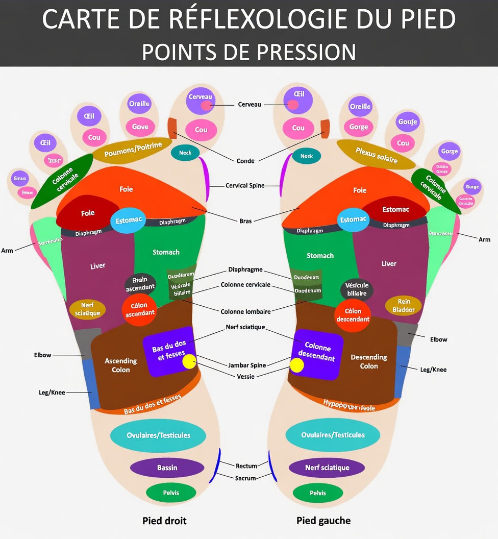 Découvrez votre carte de réflexologie plantaire et les façons surprenantes dont elle se connecte à l’ensemble de votre corps