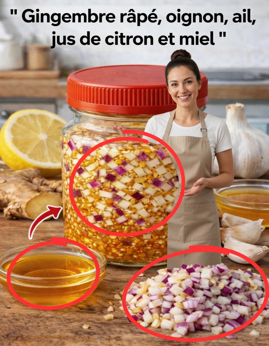 Comment préparer facilement ce mélange de gingembre râpé, d’oignon, d’ail, de jus de citron et de miel dans votre cuisine