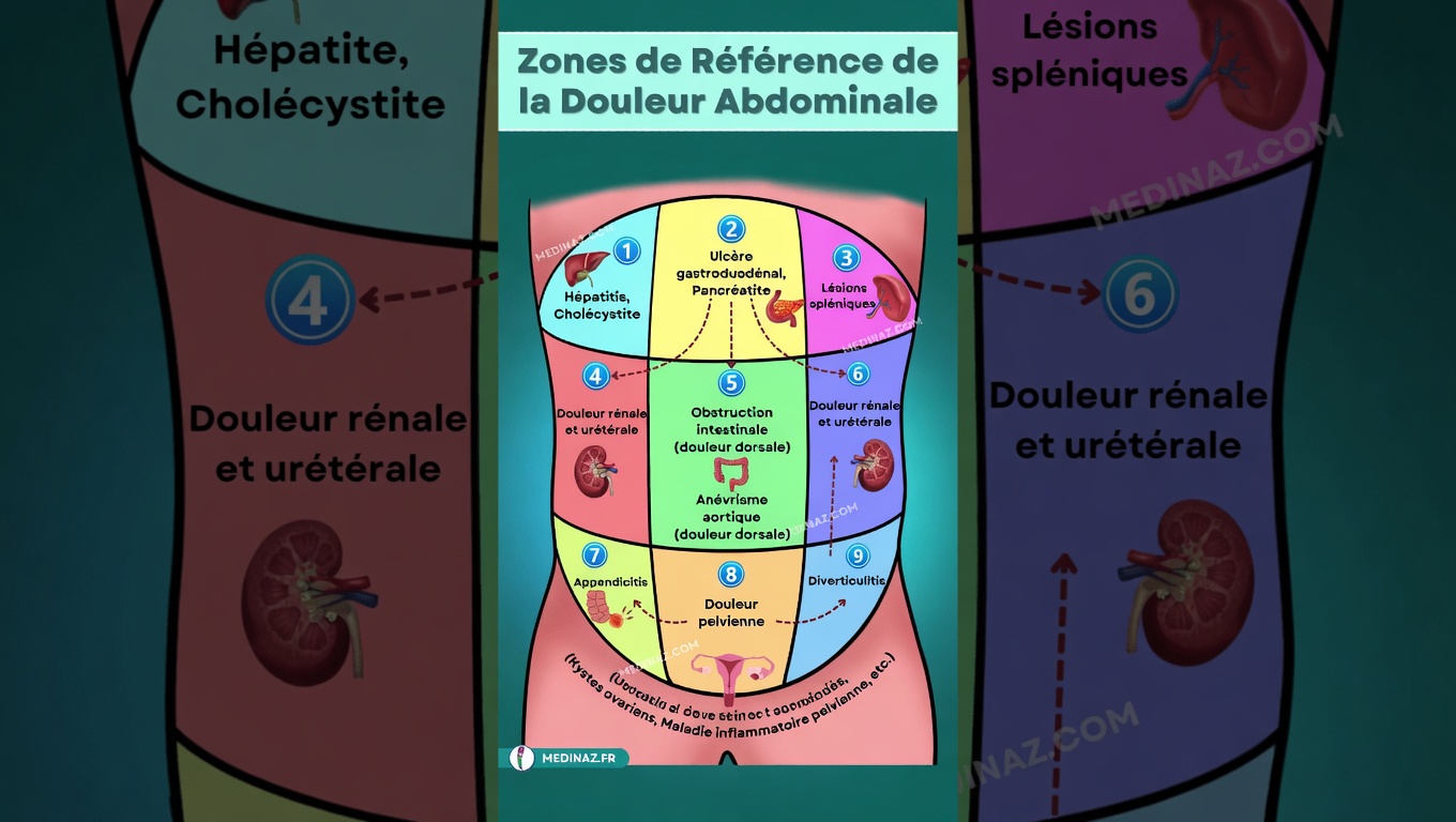 Explication des zones de projection des douleurs abdominales : votre guide complet pour comprendre la douleur dans différentes parties de l’abdomen