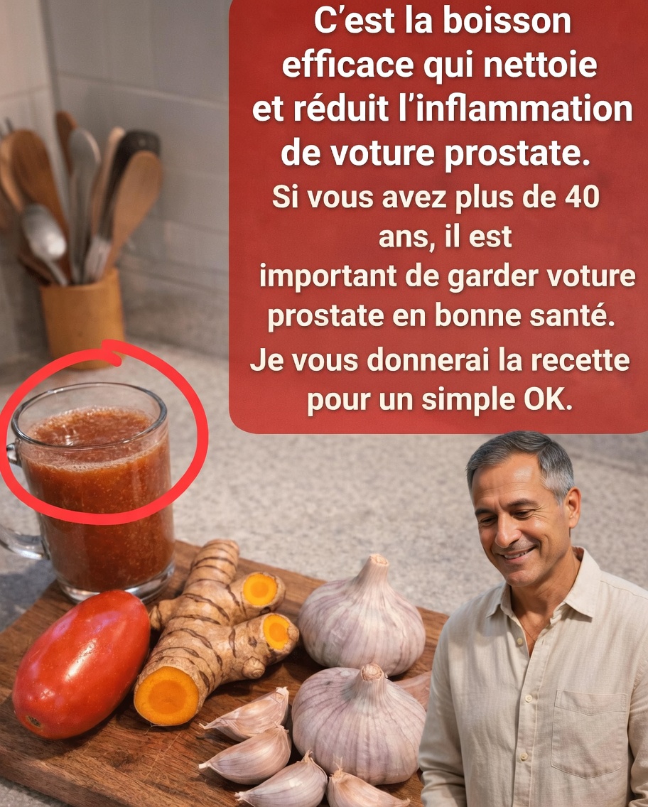 Découvrez comment préparer une simple boisson à la tomate, au curcuma et à l’ail pour favoriser la santé de votre prostate après 40 ans
