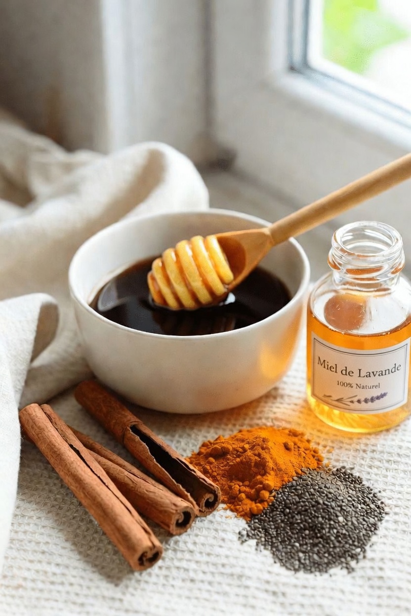 Une simple habitude matinale avec miel, cannelle, curcuma, vinaigre de cidre de pomme et graines de chia à explorer pour le bien-être osseux et mental