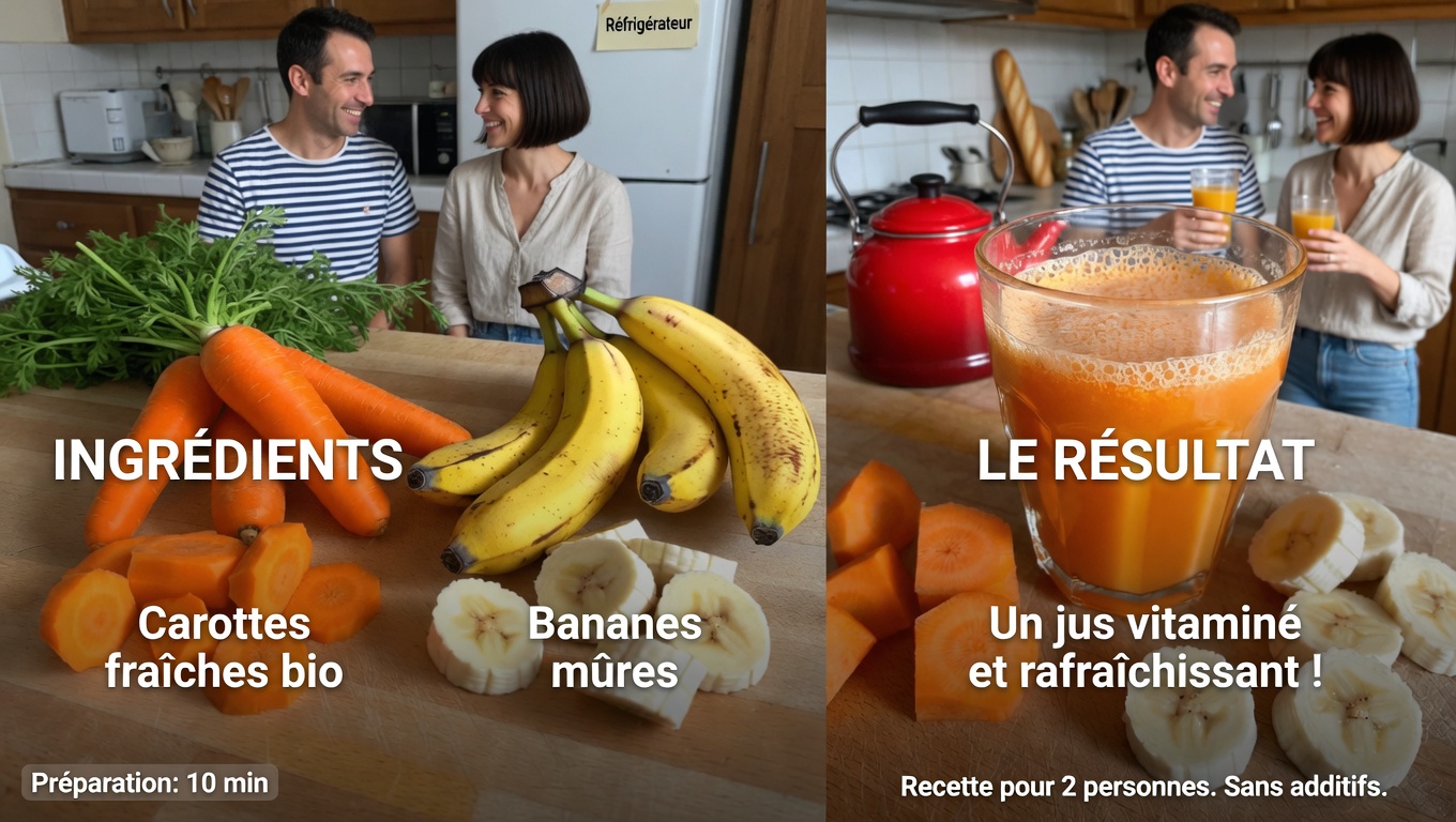 Découvrez une simple recette de jus de carotte et de banane, saine et délicieuse pour votre routine quotidienne