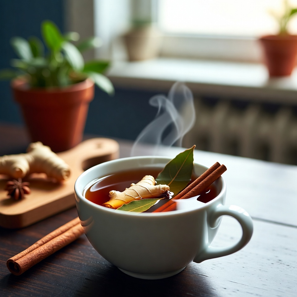 Découvrez le pouvoir apaisant du thé au gingembre, au laurier, à la cannelle et au clou de girofle pour un calme et un confort quotidiens