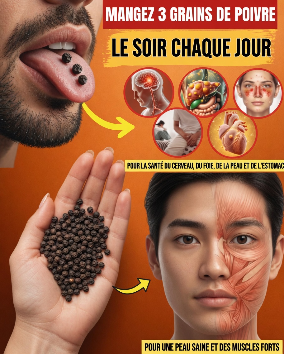 9 PUISSANTS bienfaits pour la santé de MÂCHER du poivre noir AVANT de se coucher (90 % des gens ne le savent pas)