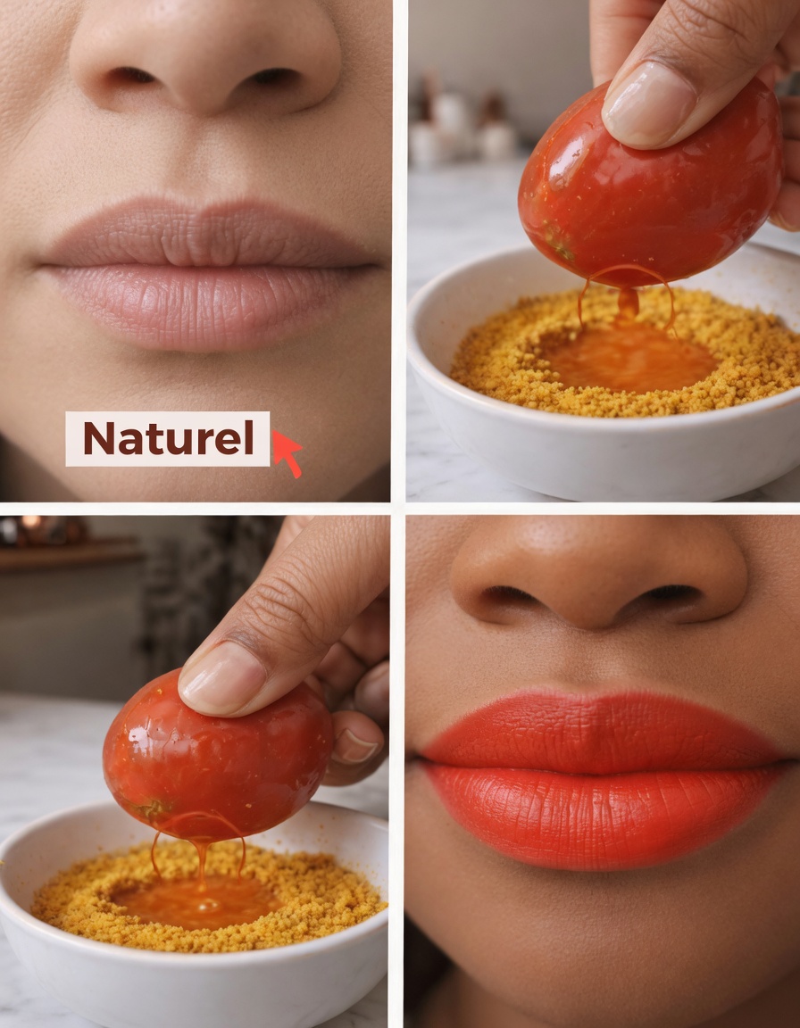 Comment préparer une simple crème maison à la tomate et au curcuma pour des lèvres naturellement plus rosées à la maison