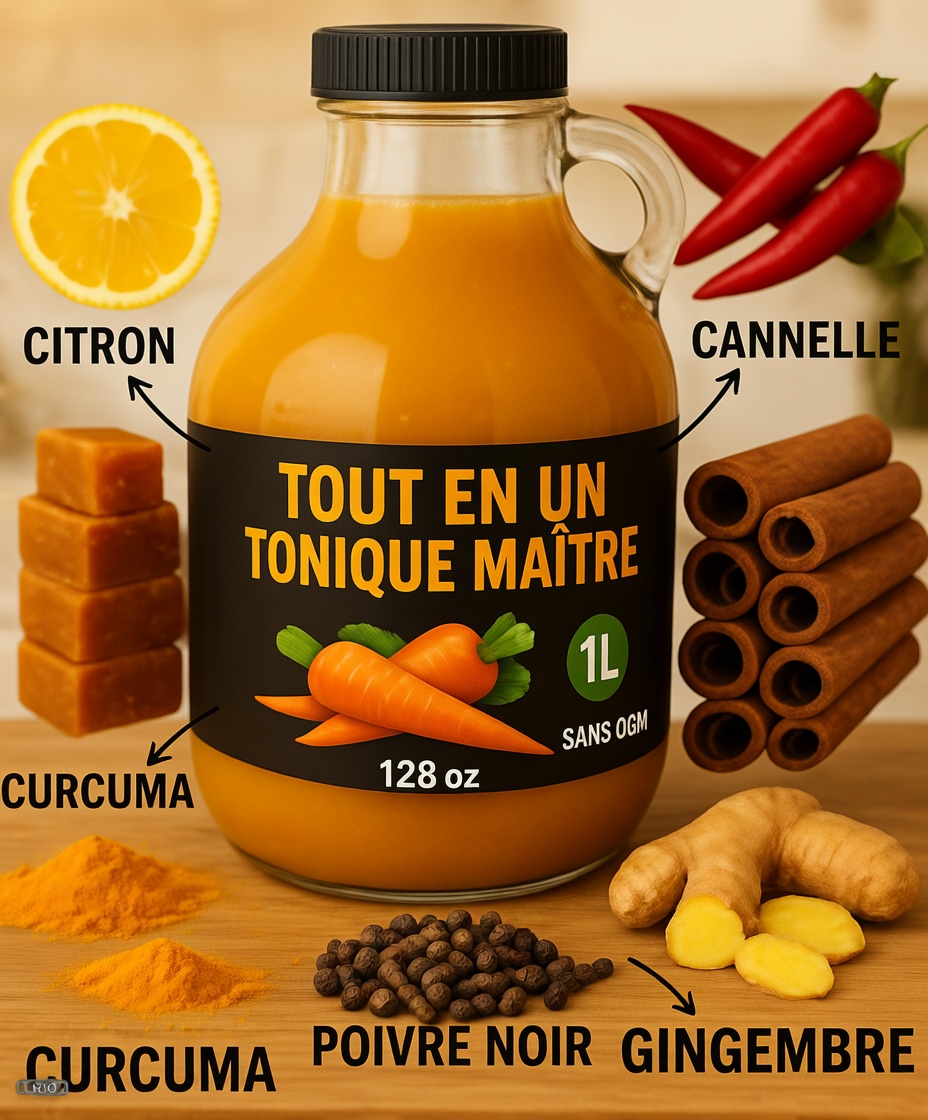 Shots de tonique maître tout-en-un Fire Cider avec mère de vinaigre de cidre de pomme, cannelle, clou de girofle, citron, gingembre, curcuma, poivre de Cayenne et miel