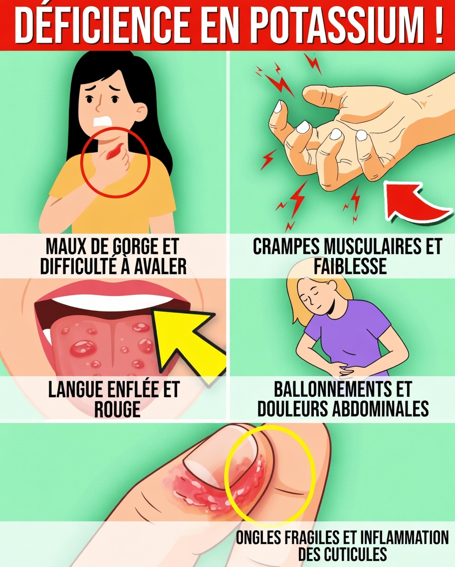 Vous êtes en carence de potassium si vous présentez CES 11 signes avant-coureurs (hypokaliémie)