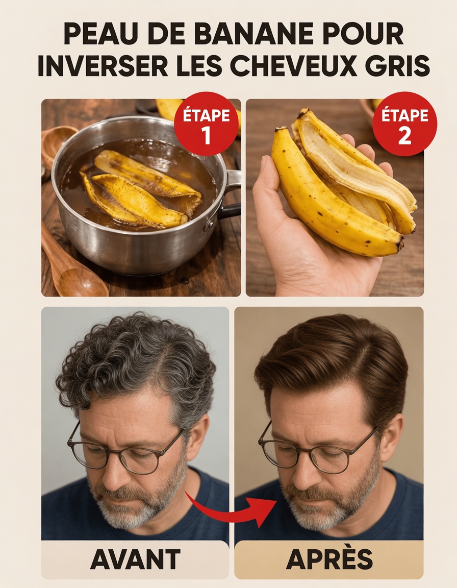 Cheveux blancs en cheveux noirs naturellement en seulement 3 minutes et faites pousser vos cheveux rapidement avec la peau de banane