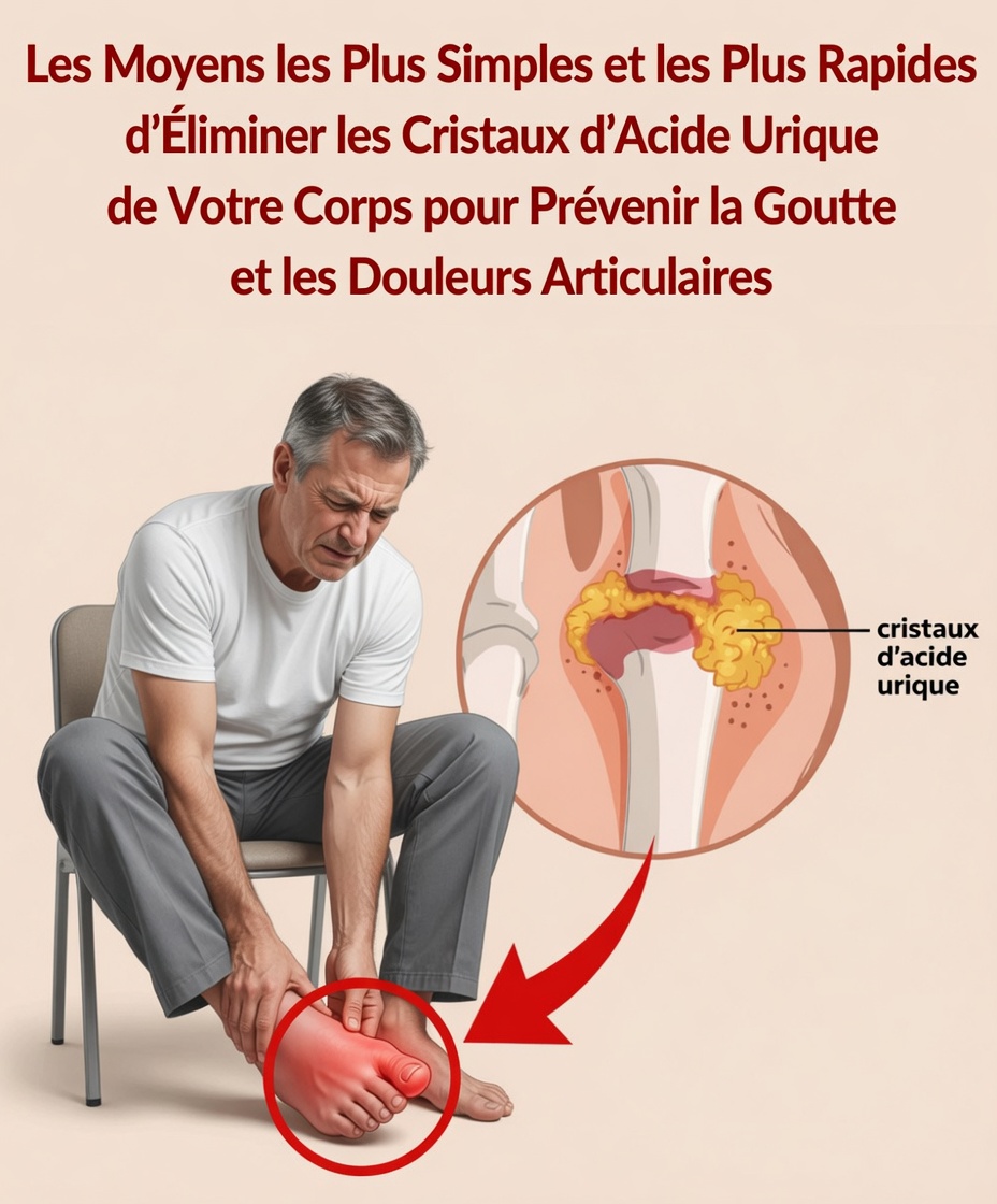 Les moyens les plus simples et les plus rapides pour aider à éliminer les cristaux d’acide urique de votre corps afin de prévenir la goutte et les douleurs articulaires