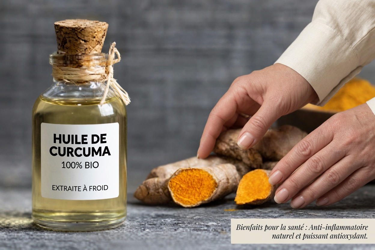 L’huile naturelle anti-inflammatoire puissante : huile d’olive extra vierge au curcuma et au gingembre