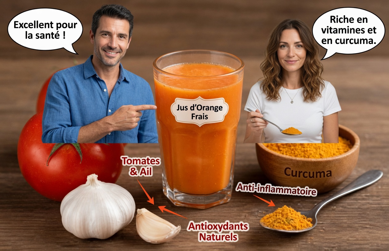 Boisson naturelle à l’ail, à la tomate et au curcuma pour les hommes de plus de 40 ans : soutien quotidien simple pour le bien-être de la prostate