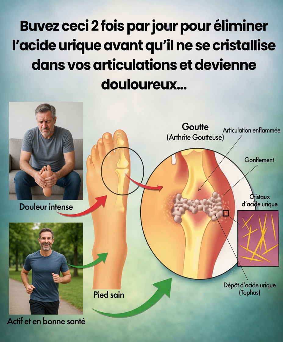 Buvez ceci deux fois par jour pour éliminer l’acide urique avant qu’il ne cristallise dans vos articulations et ne devienne douloureux