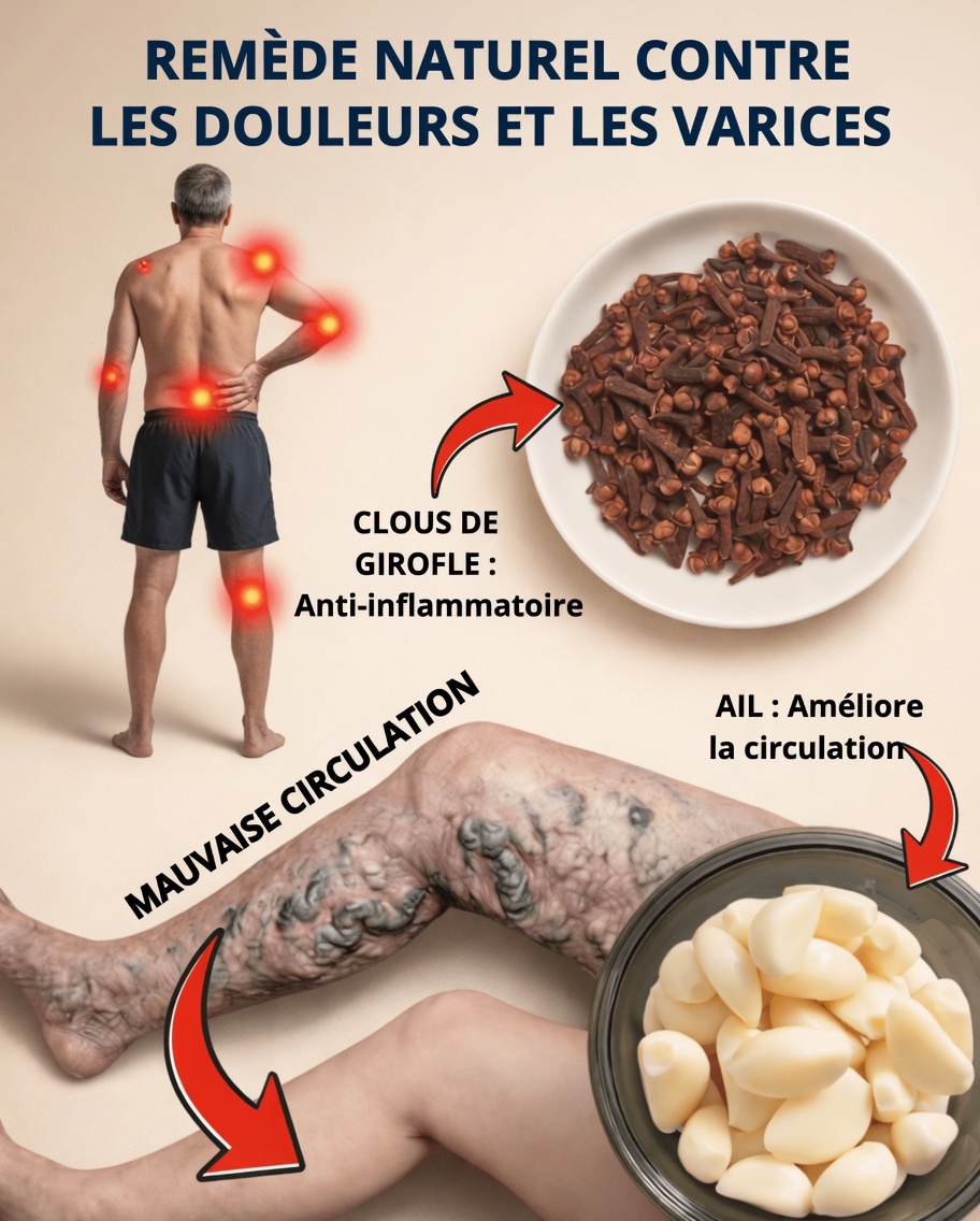 Huile d’ail et de clou de girofle : un remède maison naturel pour soutenir les varices et la circulation sanguine dans les jambes