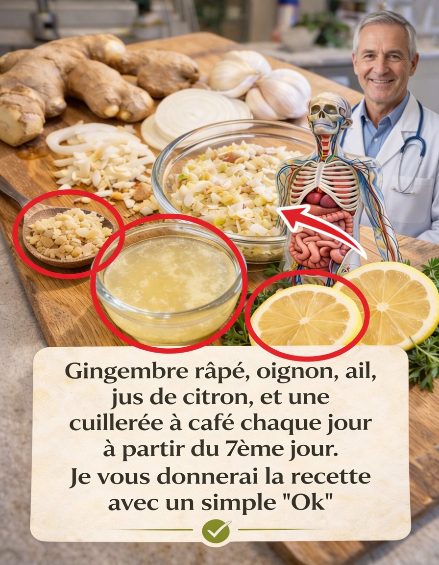 Un guide simple pour préparer un mélange de gingembre râpé, d’oignon, d’ail et de jus de citron pour votre routine quotidienne