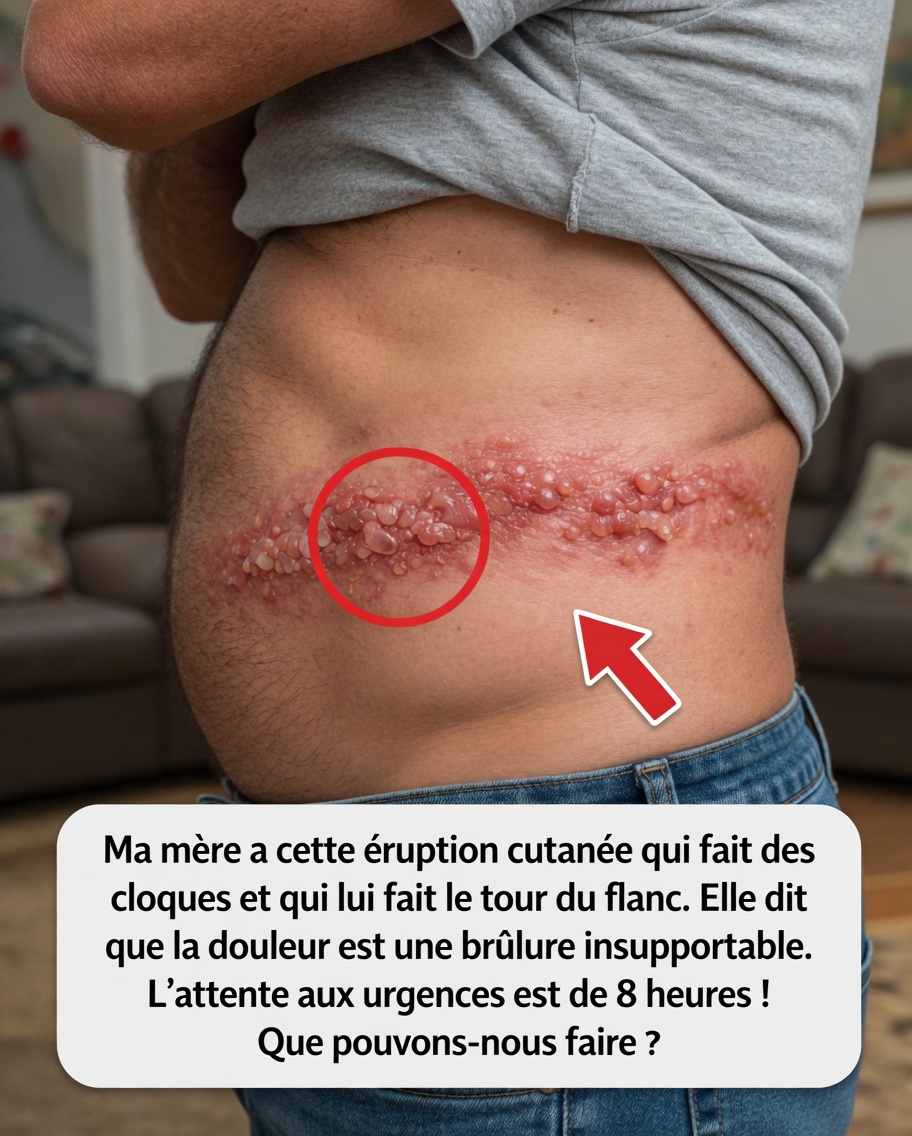 Que faire si votre mère a une éruption vésiculeuse qui fait le tour de son flanc : conseils de confort à domicile en attendant les urgences