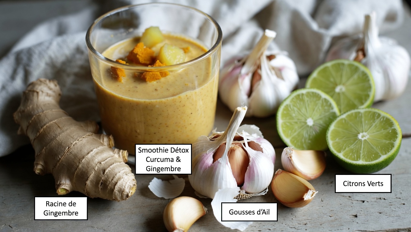 Un rituel matinal simple : exploration des bienfaits potentiels d’un mélange de gingembre, de curcuma, d’ail et de citron vert