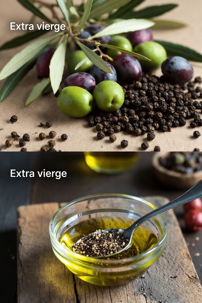 Mélanger de l’huile d’olive extra vierge avec du poivre noir : une simple habitude quotidienne pour le bien-être après 60 ans