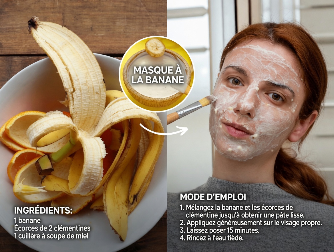 Conseils de soin de la peau à base de peau de banane et habitudes simples à adopter à la maison pour une peau d’apparence plus lisse