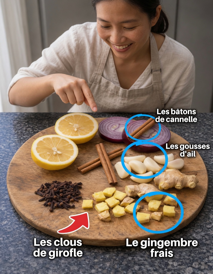 Faire bouillir de la cannelle, des clous de girofle, de l’ail, du gingembre, du citron et de l’oignon : un simple rituel de cuisine pour le bien-être hivernal