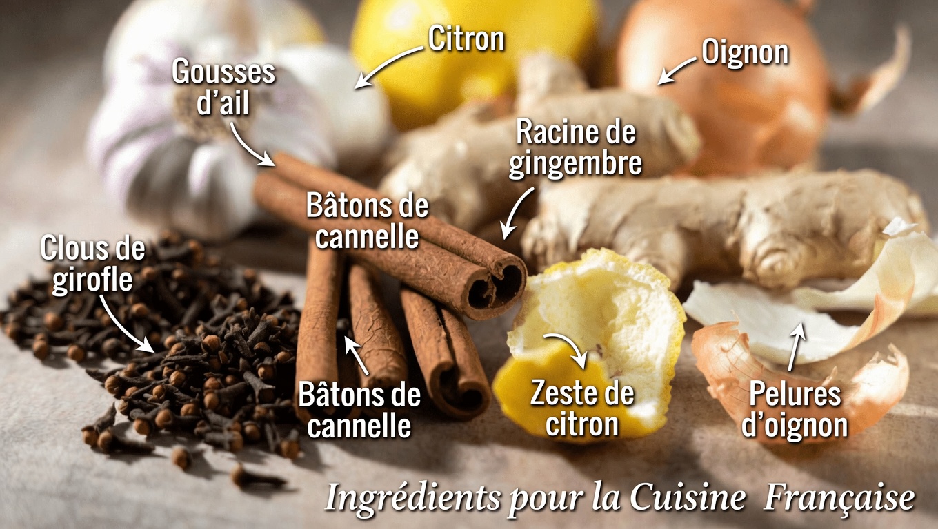 Faire bouillir de la cannelle, des clous de girofle, de l’ail, du gingembre, du citron et de l’oignon : un simple rituel de cuisine pour le bien-être hivernal