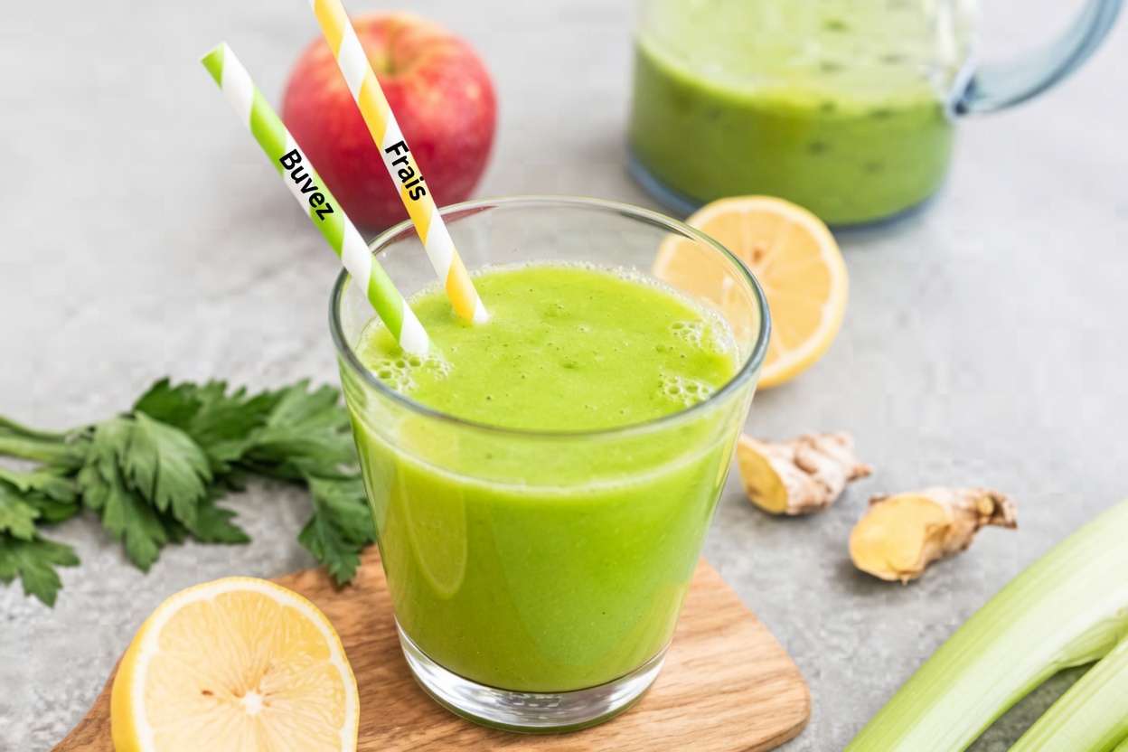 Rafraîchissez votre journée avec un jus vert de céleri, persil et citron vert : une habitude matinale simple pour se sentir plus léger