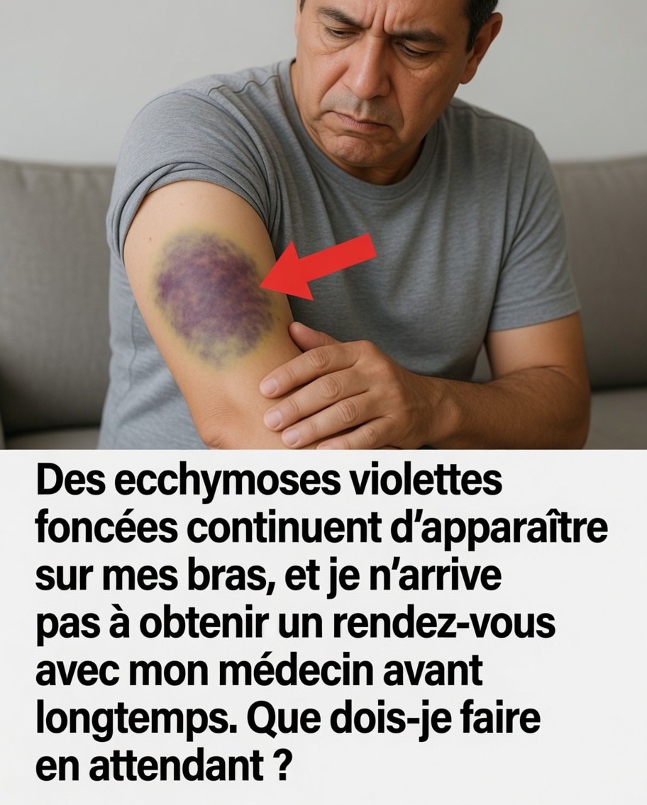 Des ecchymoses violet foncé continuent d’apparaître sur mes bras – que puis-je faire en attendant de consulter un médecin ?