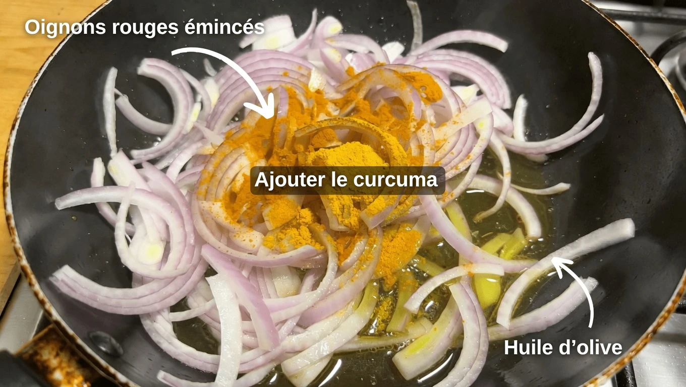 Un simple sauté d’oignon rouge et de curcuma : comment des ingrédients de cuisine du quotidien peuvent favoriser la santé cardiaque et l’équilibre de la glycémie