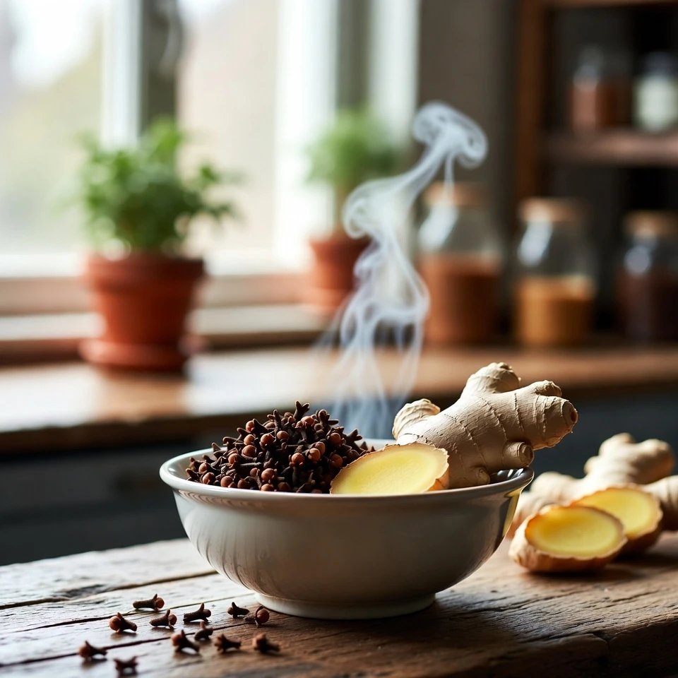 Gingembre et clous de girofle : une infusion naturelle réchauffante pour soutenir le confort musculaire et articulaire
